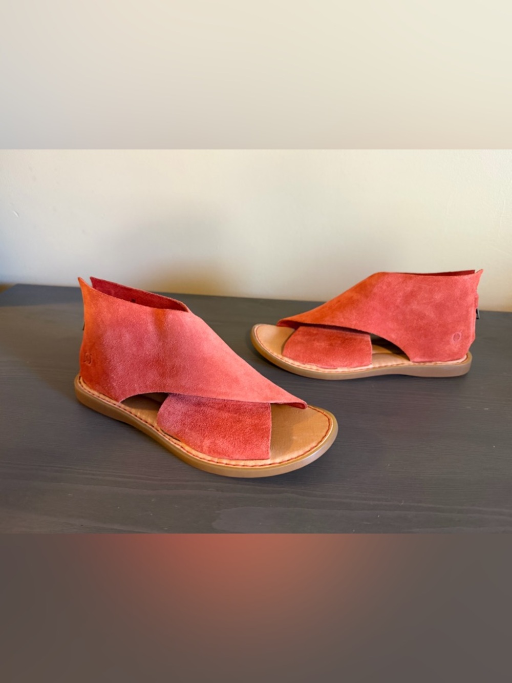 Born IWA Suede Open-Toe Sandals in Aragosta Red - Picture 2 of 8